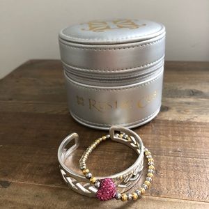 Rustic cuff metal geometric and bead set